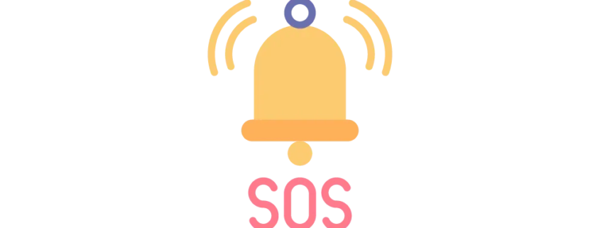 Icon of bell ringing, text underneath reading SOS